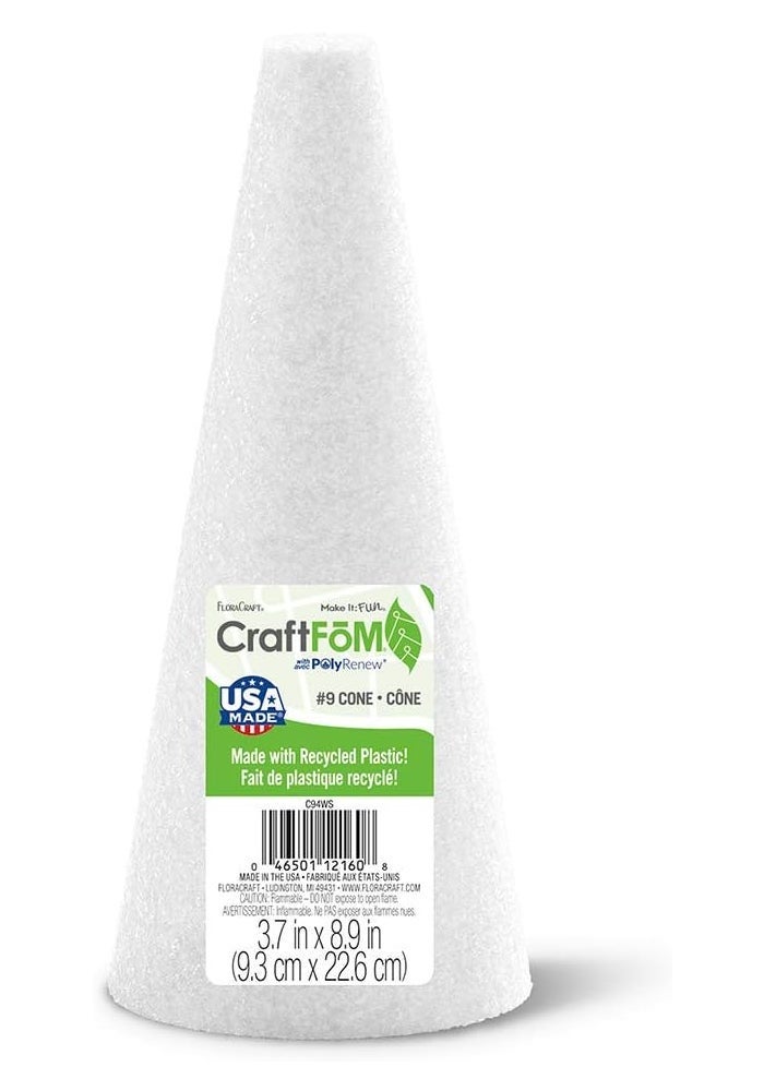 FloraCraft C94WS/24 Styrofoam Cone - 3.7 x 8.9 Inch Recyclable Craft Foam Cone - Image 1